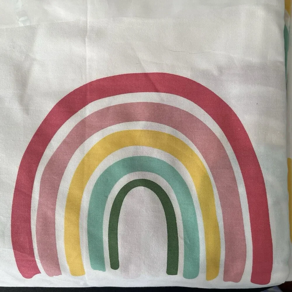 Rainbow Arc Cotton Bedding - White with Multicolor Arcs